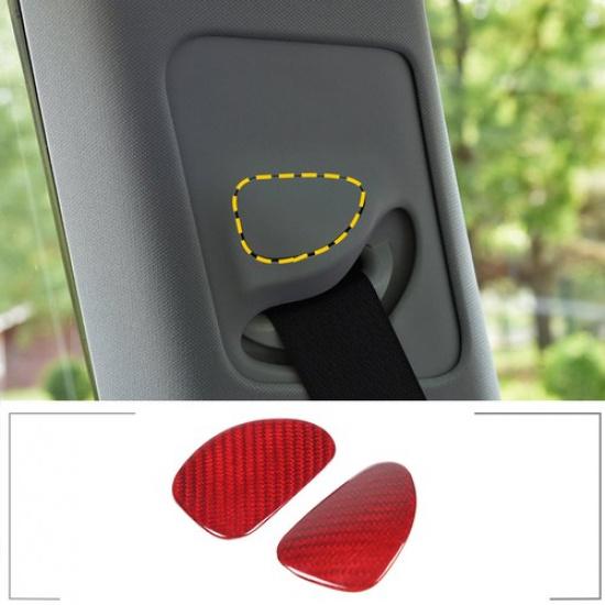 Red Carbon Fiber Seat Belt Buckle Button Cover For Tesla Model 3/Y 2016-
