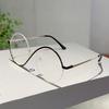 Fashion Semi-Rimless Round Frame Women's Ins Brand Design Pink Glasses Blue Light Blocking Retro Metal Decor Eyewear