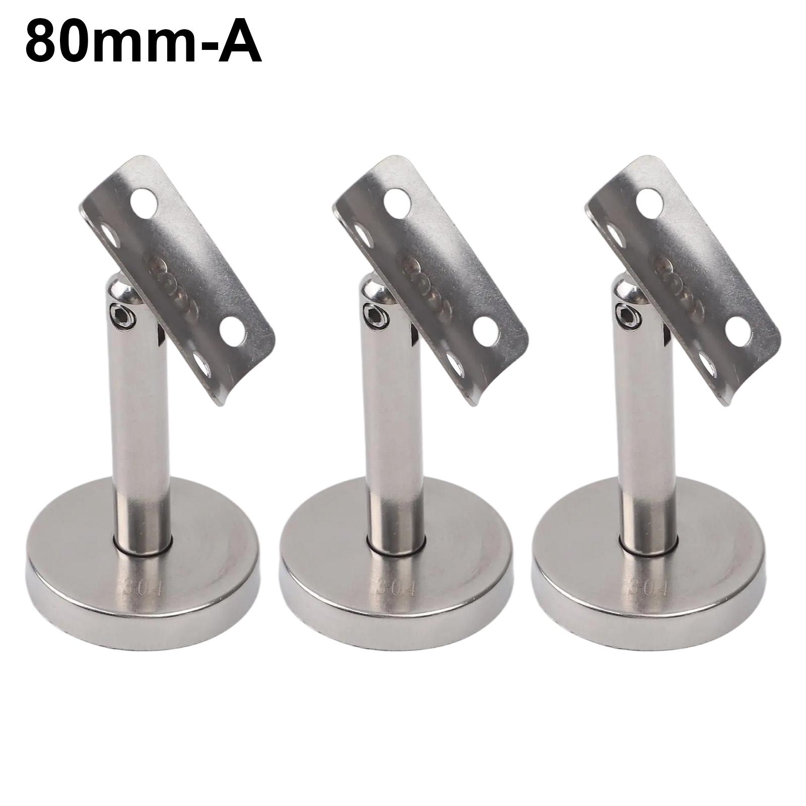 

3 Pcs Adjustable Column Bracket For Handrail, 304 Stainless Steel Wall Mount Stair Support, Silver 60mm 80mm