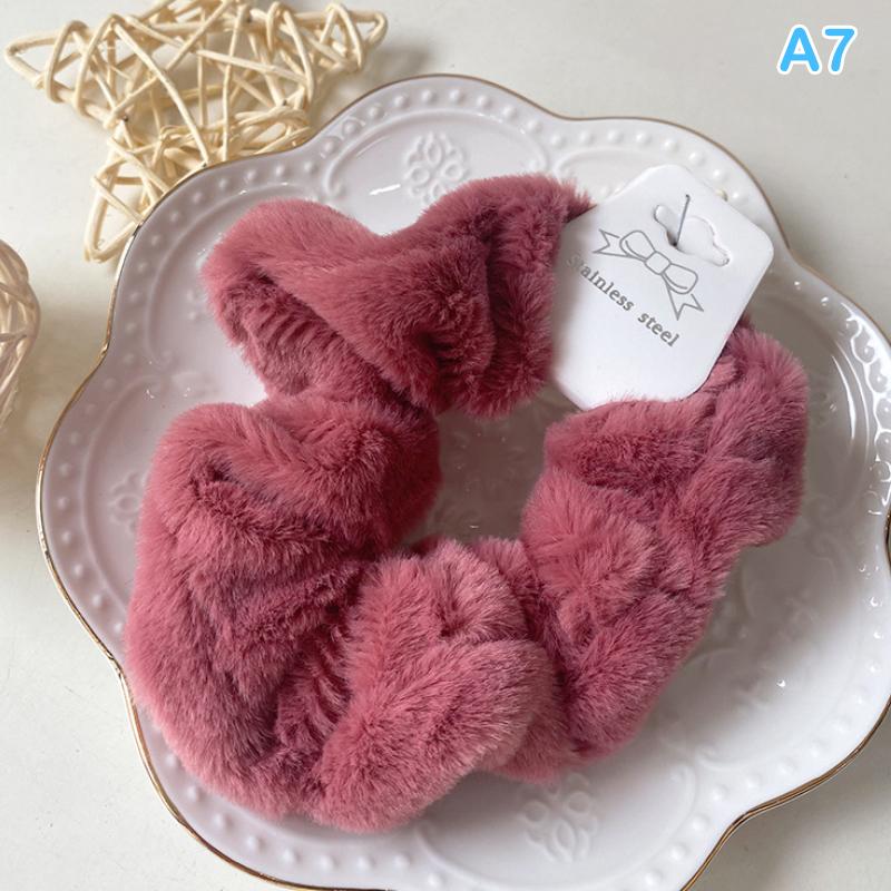 Winter Warm Soft Hair Scrunchies For Women Girls Cute Plush Elastic Hair Band Multicolor Rubber Band Hair Loop Hair Accessories