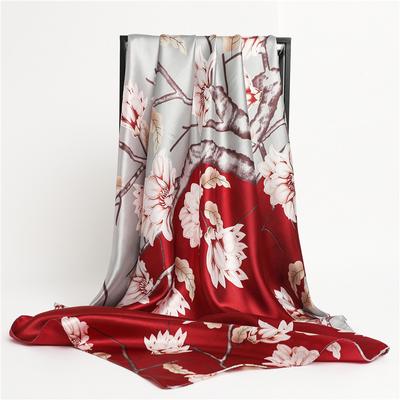 90 * 90cm New Silk Scarf Women'S Spring And Summer Decorative Scarf Sunscreen Travel Shawl Autumn And Winter Scarf Thin Edition