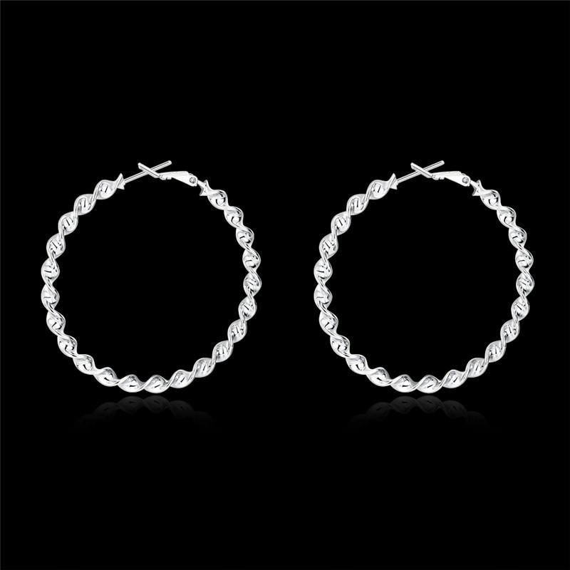 Copper Color Twisted Hoop Earrings For Women Twisted Lines Artistic Design Diameter 4.5cm Coppery Wedding Jewelry Gift E148