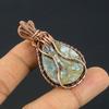 Copper Seraphinite Pendant, 999 Copper Wire Wrapped Gemstone Jewelry, Handmade Pendant, For Thanksgiving