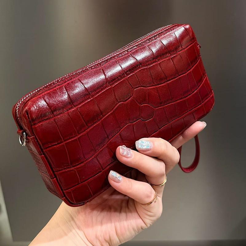 Womens Genuine Leather Crossbody Bag Small Phone Purse Crocodile Clutch Daily Use