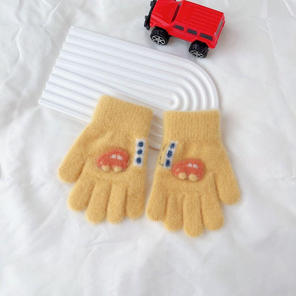 Coldproof Children Gloves Warm Knitted Mittens Durable Winter Plush Gloves  For 2-5 Years Kids