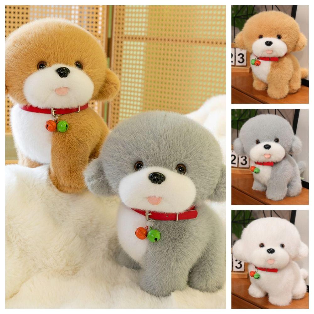 PP Cotton Red Bell Puppy Dolls Sitting Stuffed Animals Puppy Doll  Home Decor