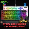 ZUOYA L100 juhtmeta klaviatuur, tundlik veekindel, ergonoomiline 2,4 GHz kile RGB taustvalgustusega juhtmeta klaviatuur kontorisse