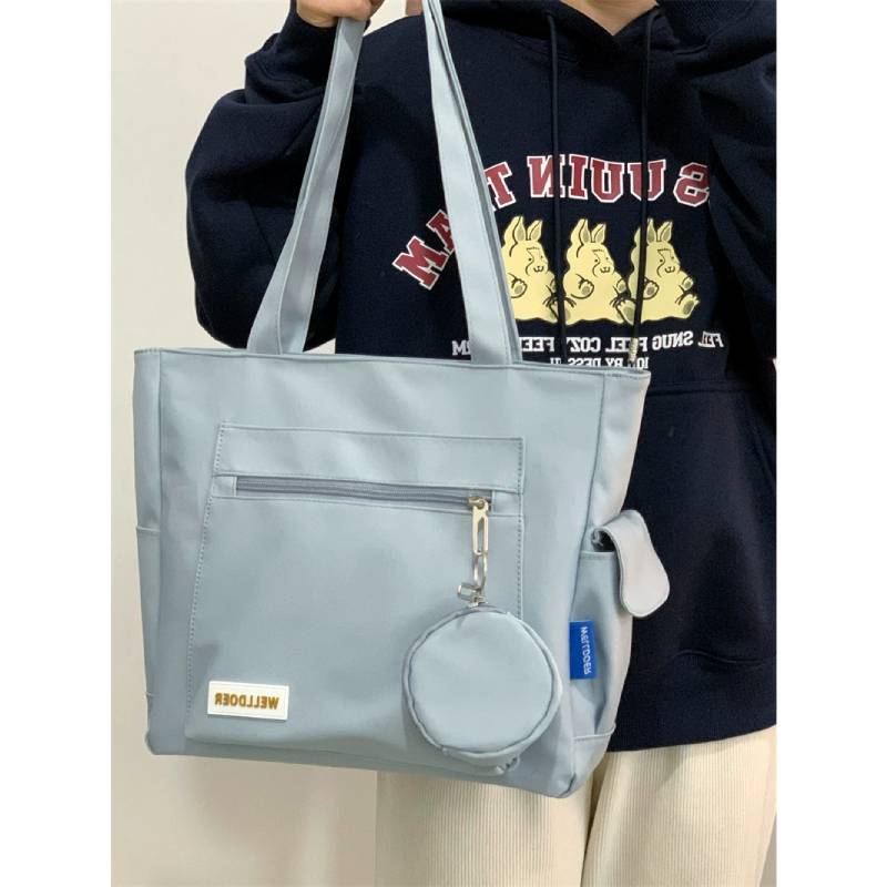 Borsa a Tote in Nylon da Donna con Grande Capacità e Chiusura a Zip per Uso Quotidiano