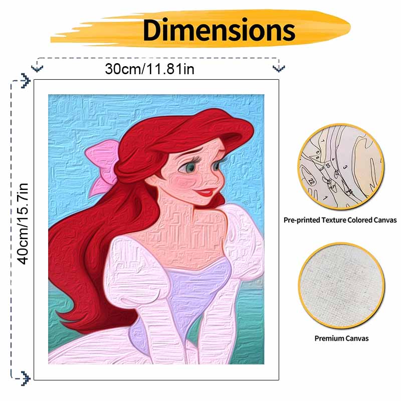 Disney Little Mermaid Ariel oil painting art set handmade diy gift home decoration
