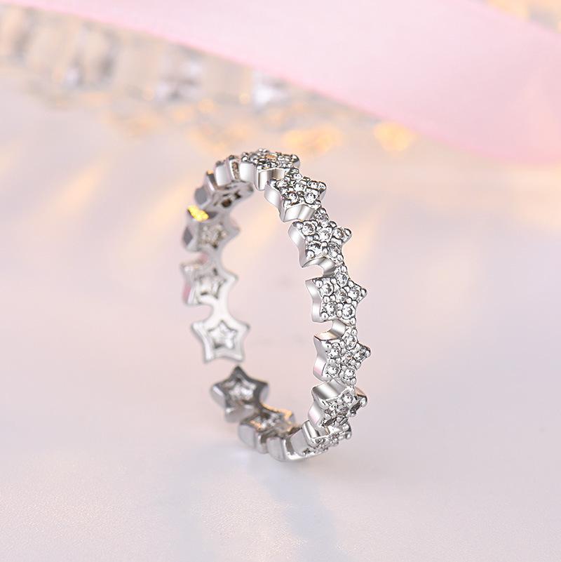 Lindon Anillo clásico de aleación de cobre con circón, joyería para mujer, regalo de fiesta de promesa de boda