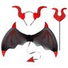 3Pcs/Set Demon Horn Hair Band Halloween Cosplay Props Demon Wings Set  Cosplay Event