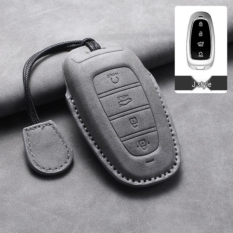 Hyundai Tucson 2023-24 L Key Case: Lambskin Leather Protective Shell for Men & Women, Full Wrap.