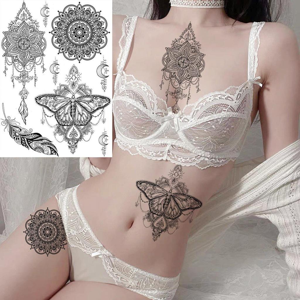 Cross Henna Art Temporary Tattoo Sticker for Arm and Neck