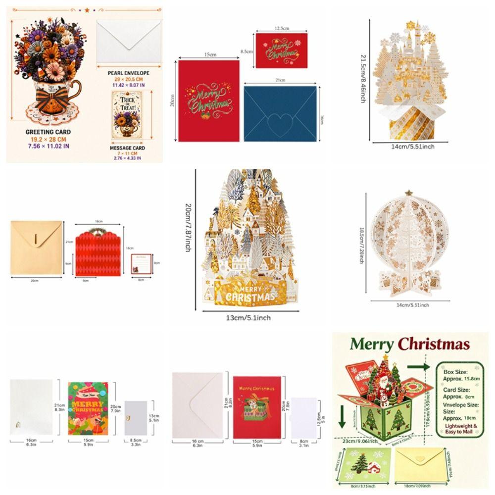 Hot Stamping Christmas Greeting Card Hollow Paper Carving Popup Card Holiday Greeting