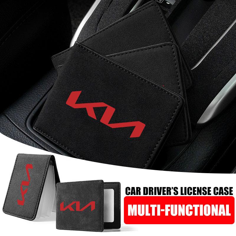 Car Emblem Driver License Cover ID Credit Card Holder Accessories For KIA Rio Ceed Sportage Cerato Soul Sorento K2 K5 Flip