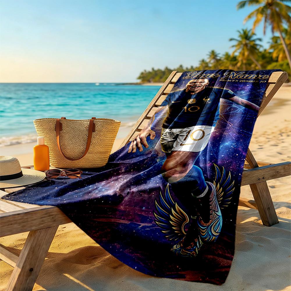 Mbappe Customizable Name Beach Towel Quickdry Soft Microfiber Portable For Swimmingbeachcamping Travel Beach Accessoriesgym