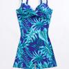 Skinny suspenders maple leaf print boxers conservative small fresh one-piece swimsuit women