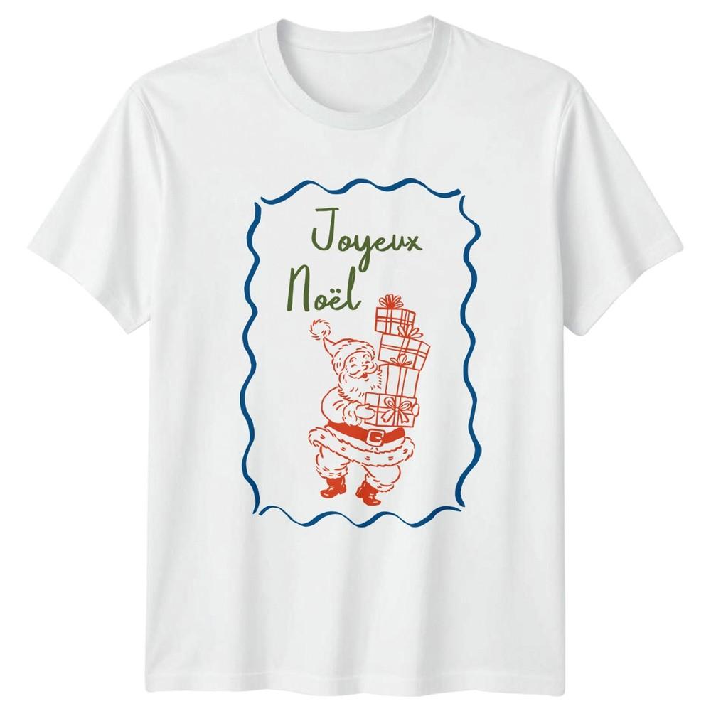 Joyeux Nol Santa Claus Christmas Holiday Unisexs TShirt Unisexs Tee Graphic Top S