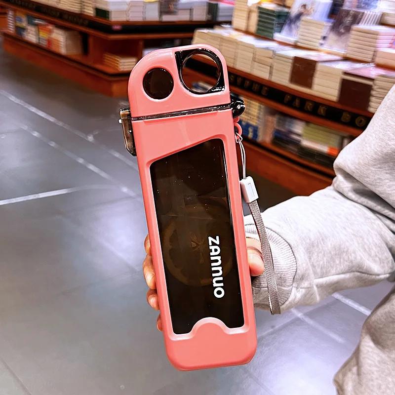 

350 мл пластиковая бутылка для воды, герметичная квадратная чашка, спортивная бутылка с запираемой крышкой и размерами для дорожной чашки для занятий спортом на открытом воздухе розовый