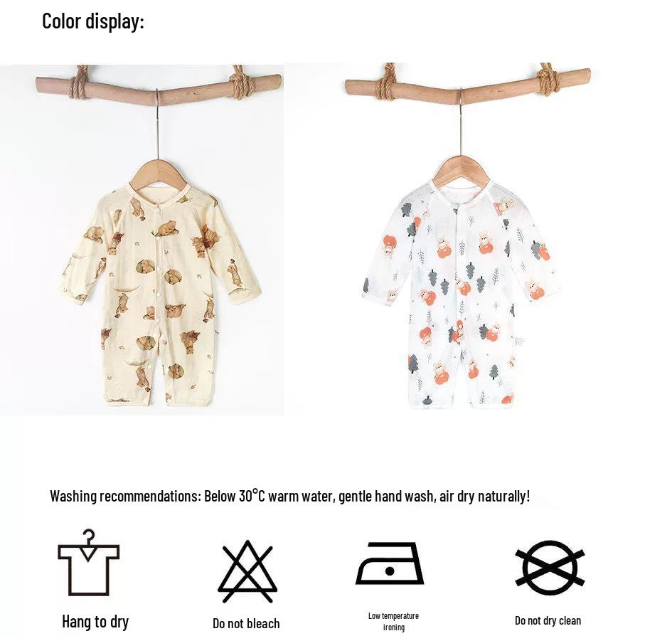 Unisex Long Sleeve Summer Baby Romper - Breathable, Lightweight Pajamas for Air-Conditioned Comfort