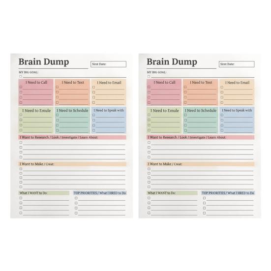 Desktop Reminder Pad A5 Brain Dump Planner, Tear-off Daily Task with 50 Tear Off Note Sheets, Thickened Paper Notepad for Organizing
