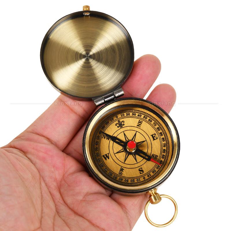 Retro Portable Bronze Flip Compass