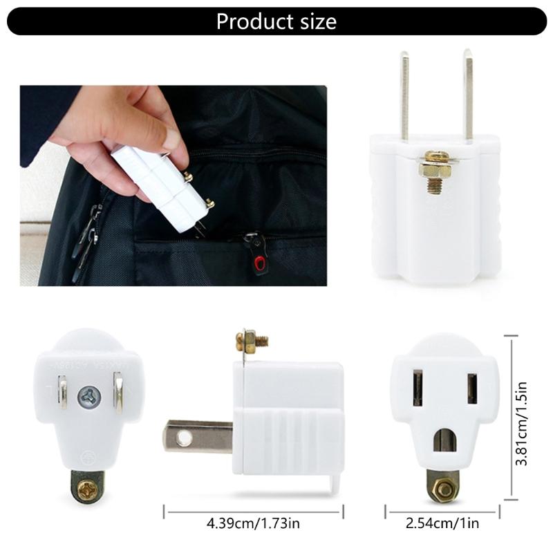 Heavy Duty Wall Plug Adapter Portable 2 Prongs to 3 Prongs Outlet Adapter Grounding Converters Adapter Outlets Plugs