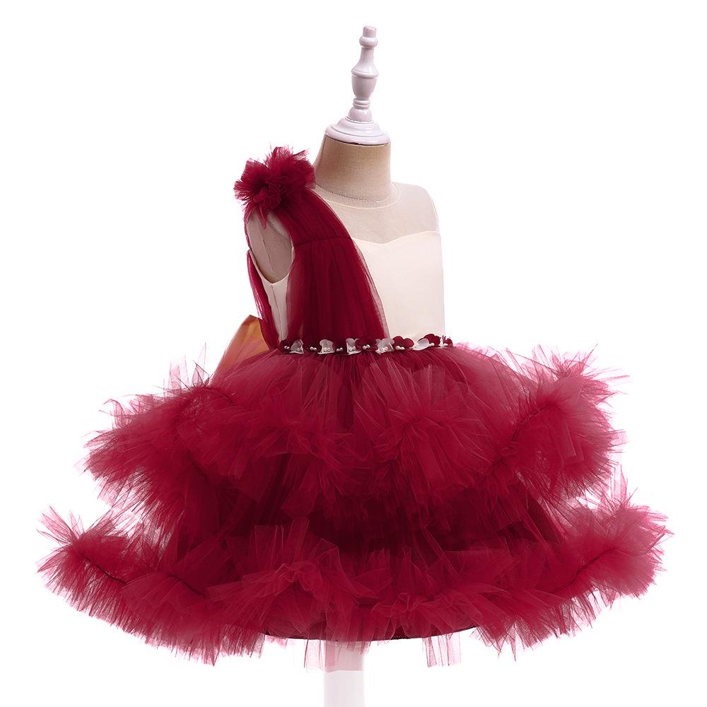 Children's Satin Mesh Tutu Skirt Princess Dress - Formal Wedding Flower Girl Attire