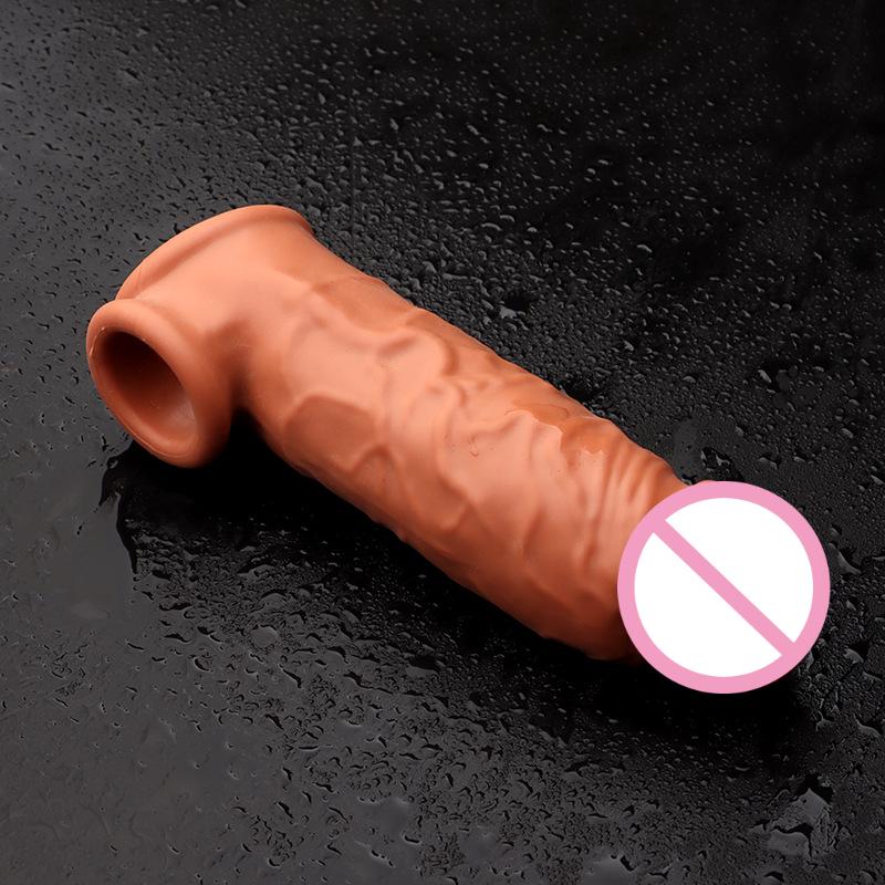 15.6cm Penis Enlargement Sleeve Double Bondage Penis Sleeve Extender Thicken Condom Delay Ejaculation Sex Toys for Men Sm Games
