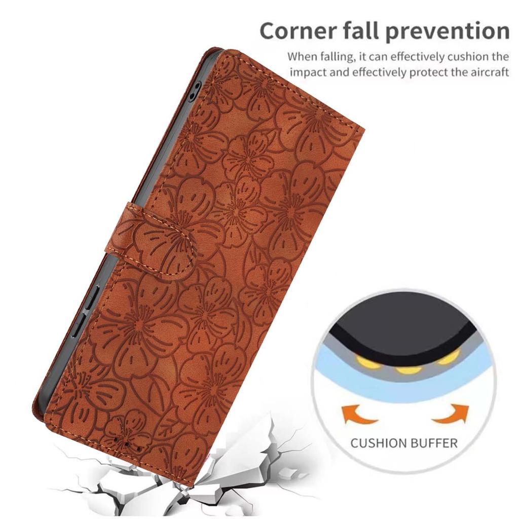 For Google Pixel 9a Flip Case Cherry Blossom Pattern Leather Wallet Stand Phone Cover with Wrist Strap