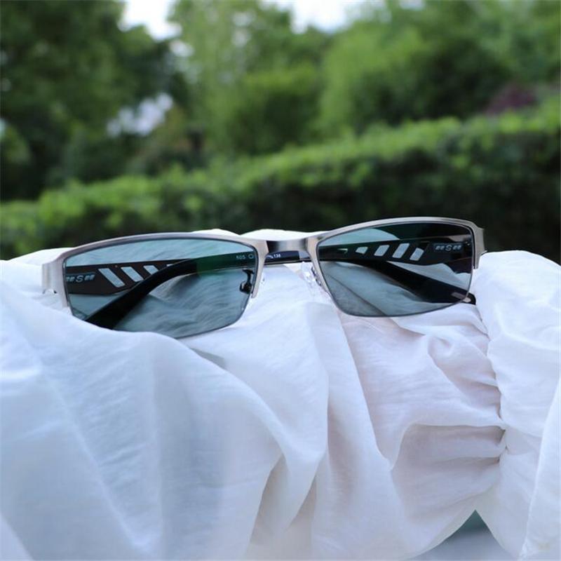0 -0.5 -0.75 -1.0 To -6.0 Sun Photochromic Finished Myopia Glasses Women Men Metal Half Frame Chameleon Short-Sight Eyewear
