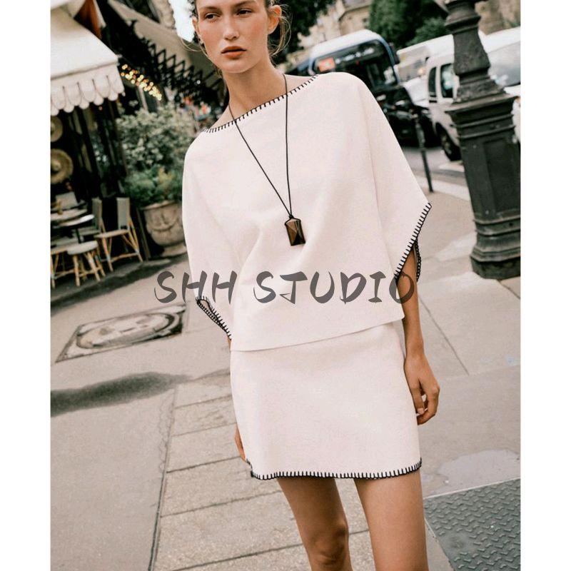New Fall Women's Clothing Contrast Color Embroidered Knitwear 2142121 Contrast Color Embroidery Knitted Dress 2142124