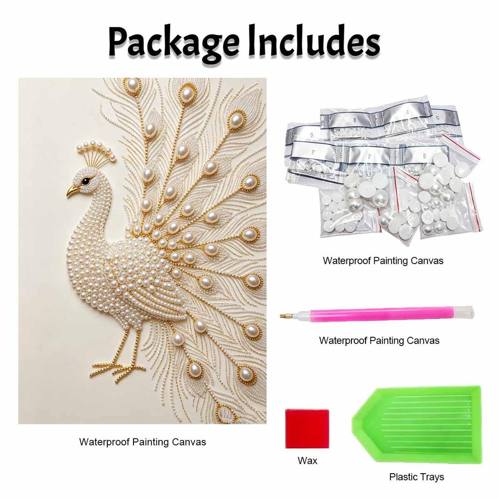 DIY Pearl Diamond Art Painting Kits for Adults & Beginners, Elegant Peacock Sparkling Painting Craft Home Wall Decor Handmade Gift