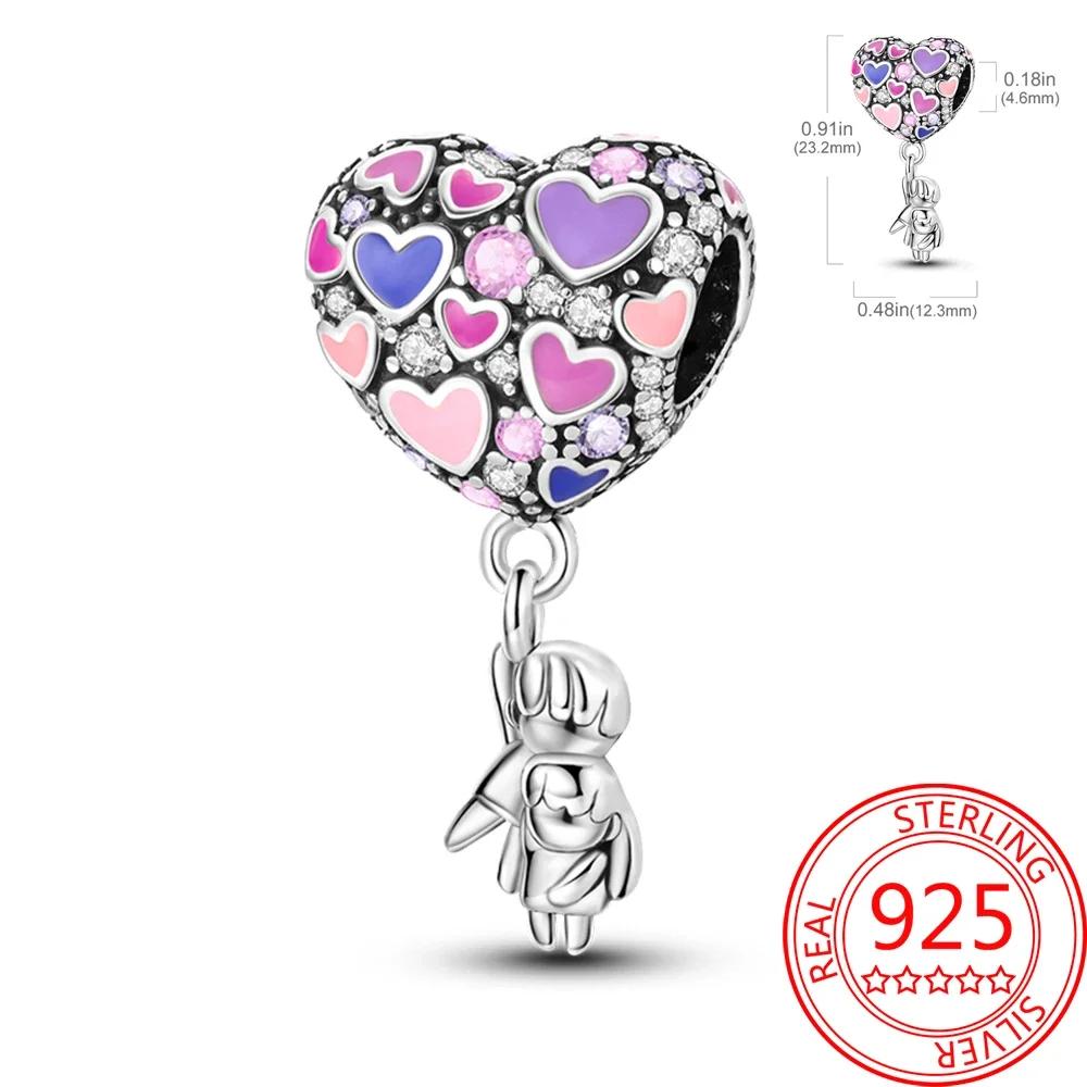 925 Silver Romantic Love Story Charm Pendant for DIY Bracelet Couple Engagement Jewelry Gifts for Her