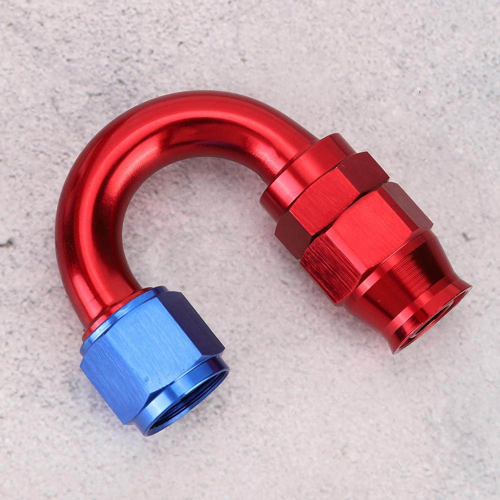 AN10 Aluminum Alloy Red Blue Oil Line End Fitting Adapter for PTFE Fuel Hose 180 degrees