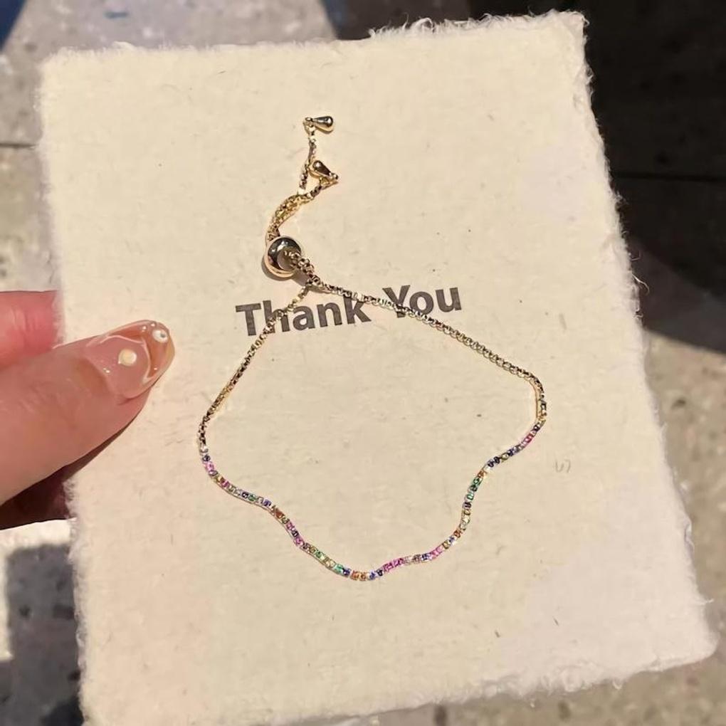 Women's Color Rainbow Cubic Minimal Point Bracelet