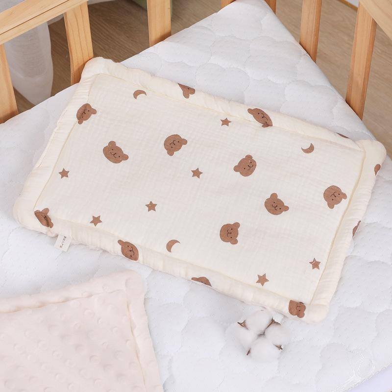 Breathable Cotton Minky Gauze Flat Pillow for Newborns - Universal, Sweat-Absorbent, Four Seasons Style