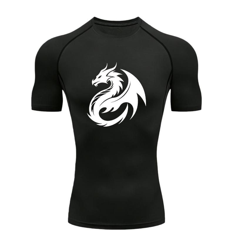 Dragon Design Men's Sports T-shirt Training Fitness Compression Workout T-Shirt Rashgard Tops Quick Dry Short Sleeve T-Shirt