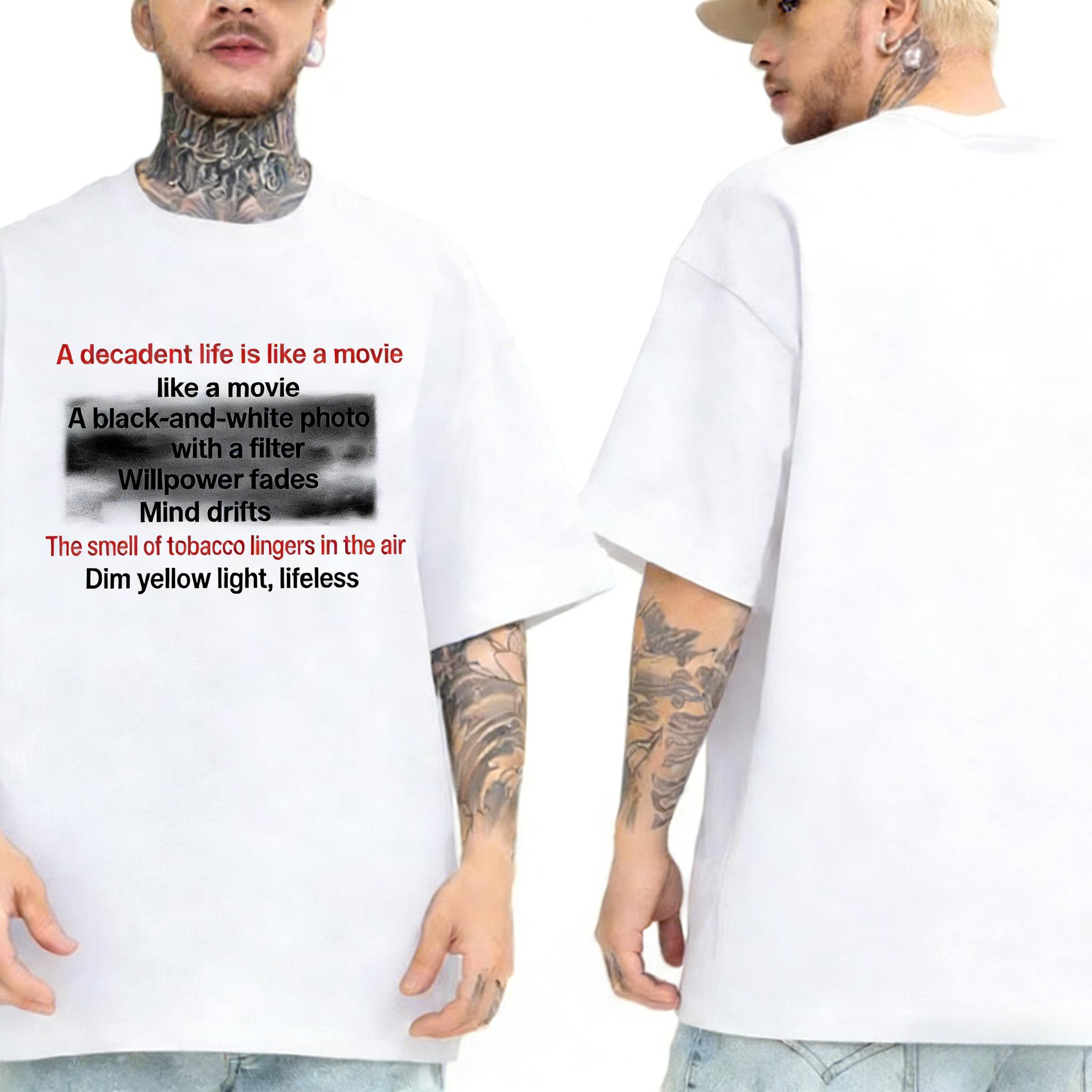 

2026 Summer Retro Peripheral American Slogan Loose Pure Cotton Short Sleeve Tshirt Unisex Crew Neck Korean Style Top S