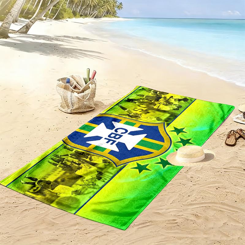 Brasilien Nationalmannschaft Print Strandtuch, Großes Weiches Schnelltrocknendes Handtuch für Strand Camping Schwimmen