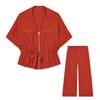 European Chic Old-Money Style Summer Two-Piece: Short-Sleeve Shirt & Wide-Leg Pants for Women