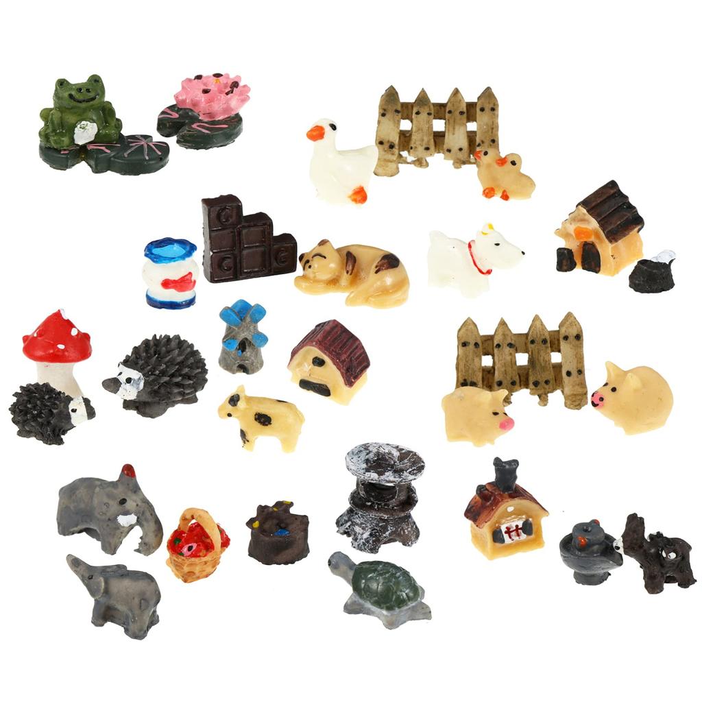FRCOLOR 30pcs Miniature Garden Ornaments, Succulent Plant Decorations, Bonsai Figurines, Small Resin Decorations for Terrariums, Indoor and Outdoor