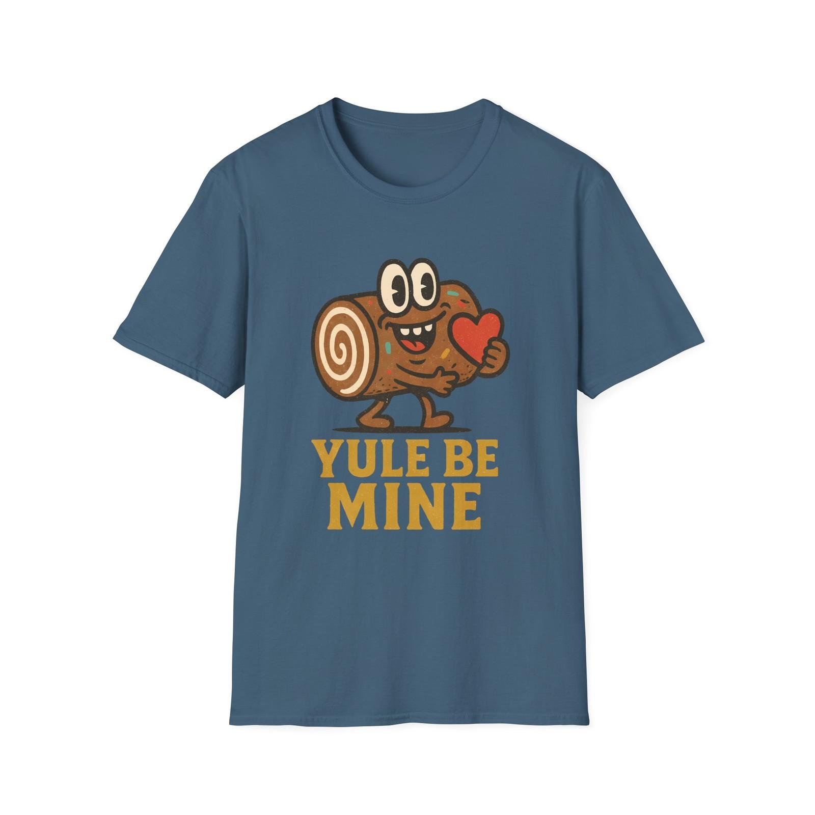 Unisex Softstyle T-Shirt Mens Womens Tees Top Yule Log Cake Cartoon Funny Holiday Christmas Cute L