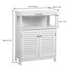 Bathroom Storage Cabinet White Water Proof Wooden Freestanding Cabinet with Removable Shelf Shutter Doors for Home Hotel