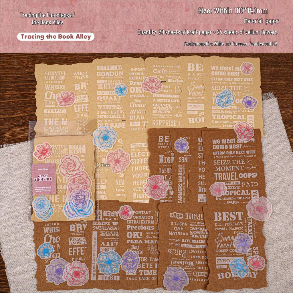 Huaxiang Retro DIY Journal Decoration Material Pack - 4 Styles