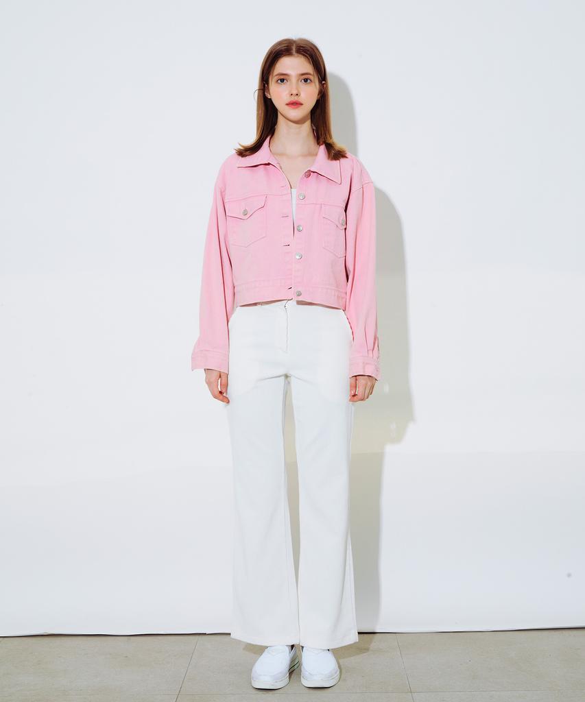 ETRE AU SOMMET Corduroy Semi-Bootcut Pants (White)