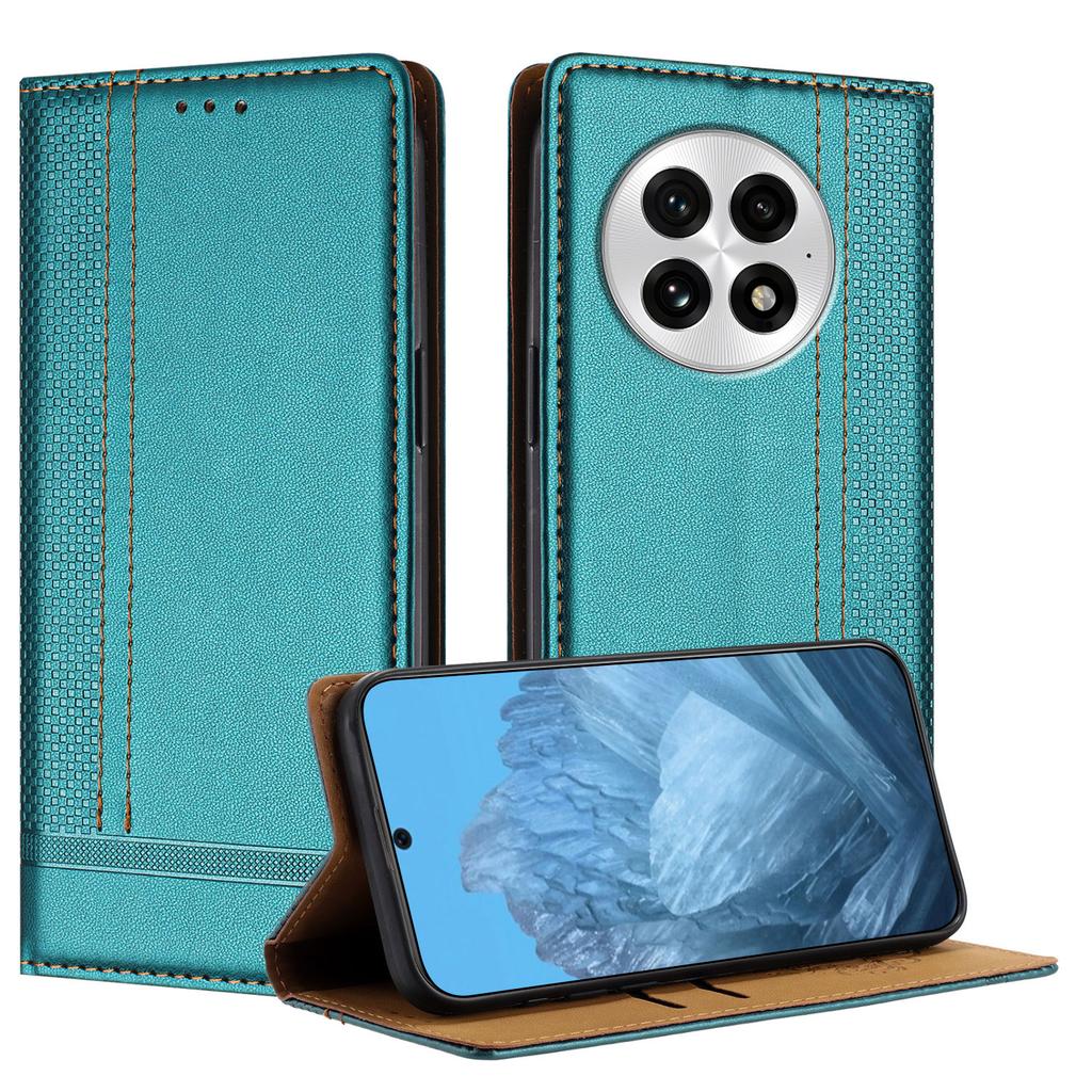 Für OnePlus 13 Hülle L-förmiges Gittermuster Leder Ständer Handyhülle mit Kartenfächern