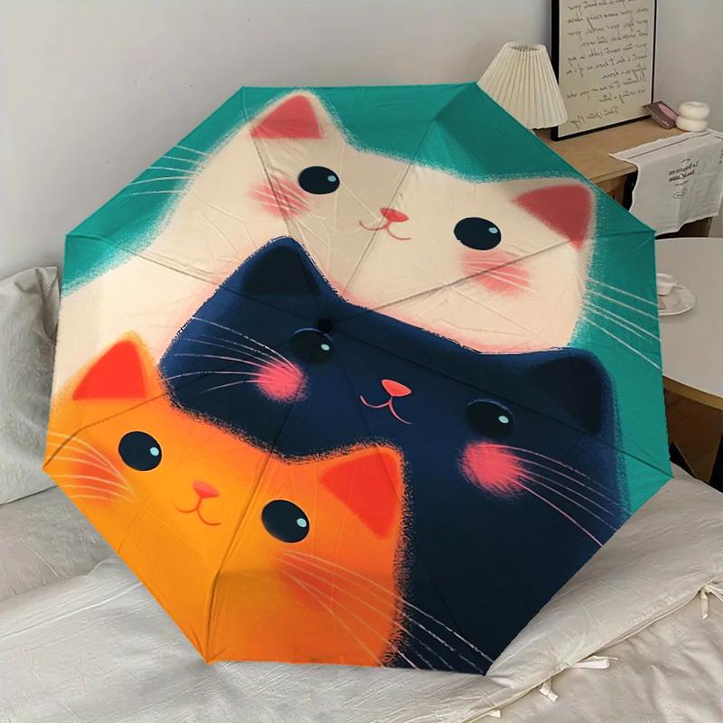 1pc cat circle Pattern Umbrella Design Automatic Opening and Closing Umbrella, High-quality Travel Umbrella, Lightweight and Portable, -92