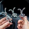 2Pcs Long Ear Bunny Figurine UV Electroplating Adhesive Sitting Rabbit Figure Model Toy Statue Car Dashboard Decoration Christmas Gift