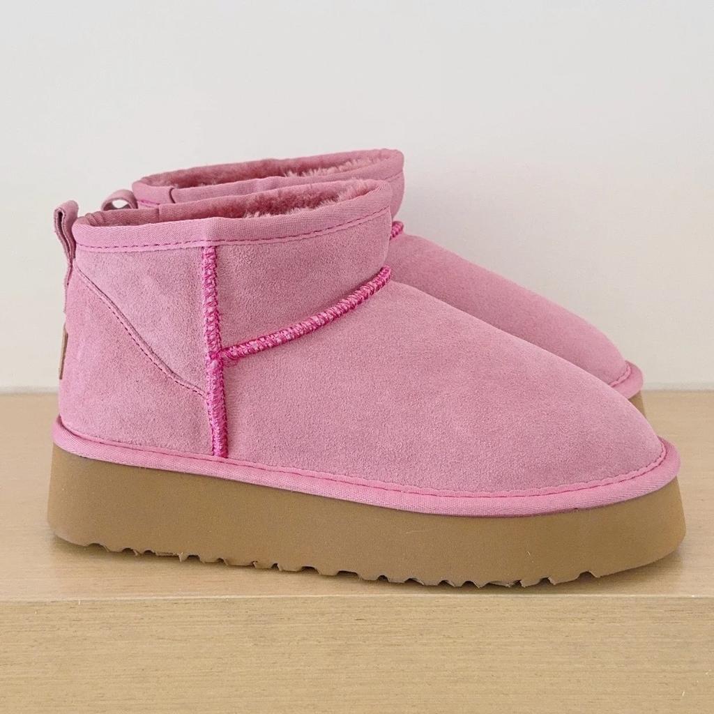 Classic Winter Shoes Women Ultra Mini Platform Snow Boots New Design Warm Genuine Leather Thick Sole Slippers Man Ankle Boots